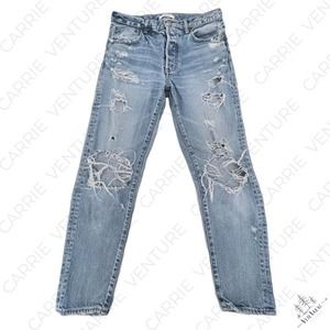 Moussy Light Blue Distressed Skinny Jeans